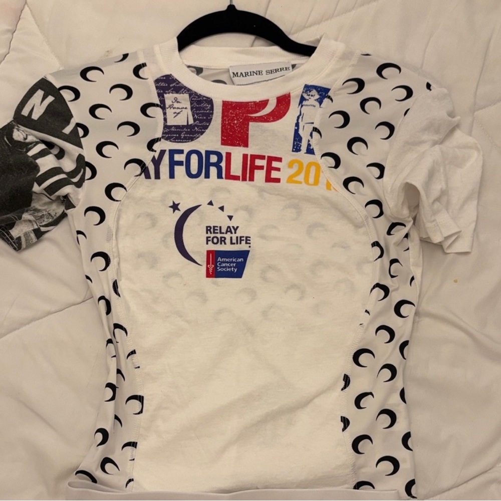 Marine Serre White and Black Crescent Tee